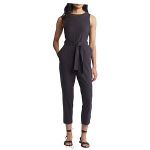 Marine Layer Eloise Belted Jumpsuit in Dark Gray  - Size S
